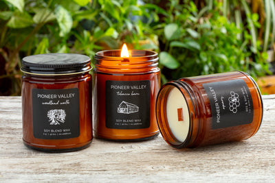 Pioneer Valley Candles - soy blend candles handmade by women artisan refugees in the U.S. with cedar and tobacco leaf, socially responsible