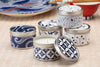 Blue and White Japanese Candles - ethically made candles handpoured by women artisans at Prosperity Candle Wholesale