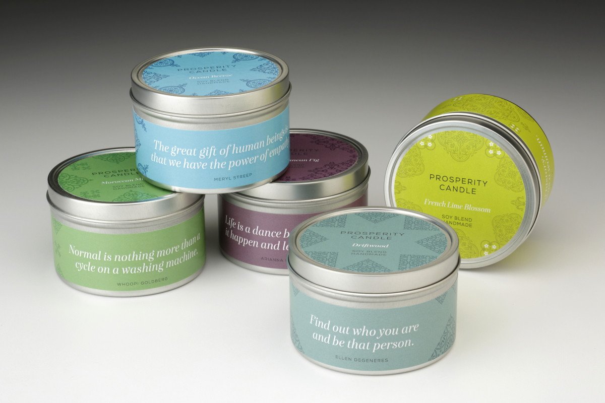 Summer Inspiration Quote Candles - Prosperity Candle handmade by women artisans fair trade soy blend candles