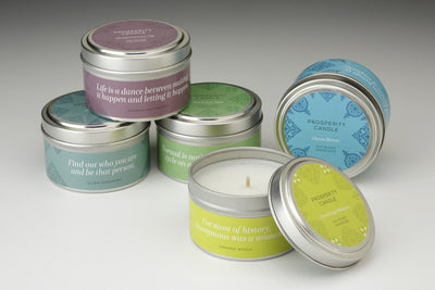 Summer Inspiration Quote Candles - Prosperity Candle handmade by women artisans fair trade soy blend candles