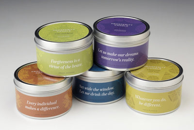 Be Inspired Travel Tin - Prosperity Candle handmade by women artisans fair trade soy blend candles